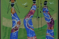 "Afrikanske kvinder" tekstilkunst af Bente Theilsby - størrelsen: 85x65