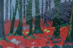 "Oktoberfrost”  tekstilkunst af Bente Theilsby - størrelsen: 35x45