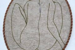 "Forpuppet "  tekstilkunst af Bente Theilsby - størrelsen: 26x22