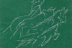 "Hestespand" tekstilkunst af Bente Theilsby - størrelsen: 30x30