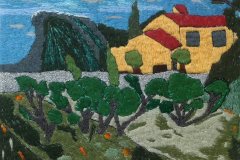 "Provence" tekstilkunst af Bente Theilsby - størrelsen: 34x34