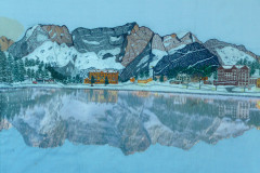 ”Lake Misurina, Dolomitterne tekstilkunst af Bente Theilsby -  størrelsen: 54x64