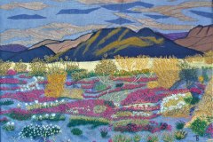 "Ørkenlandskab i Californien" tekstilkunst af Bente Theilsby -  størrelsen:  35x45